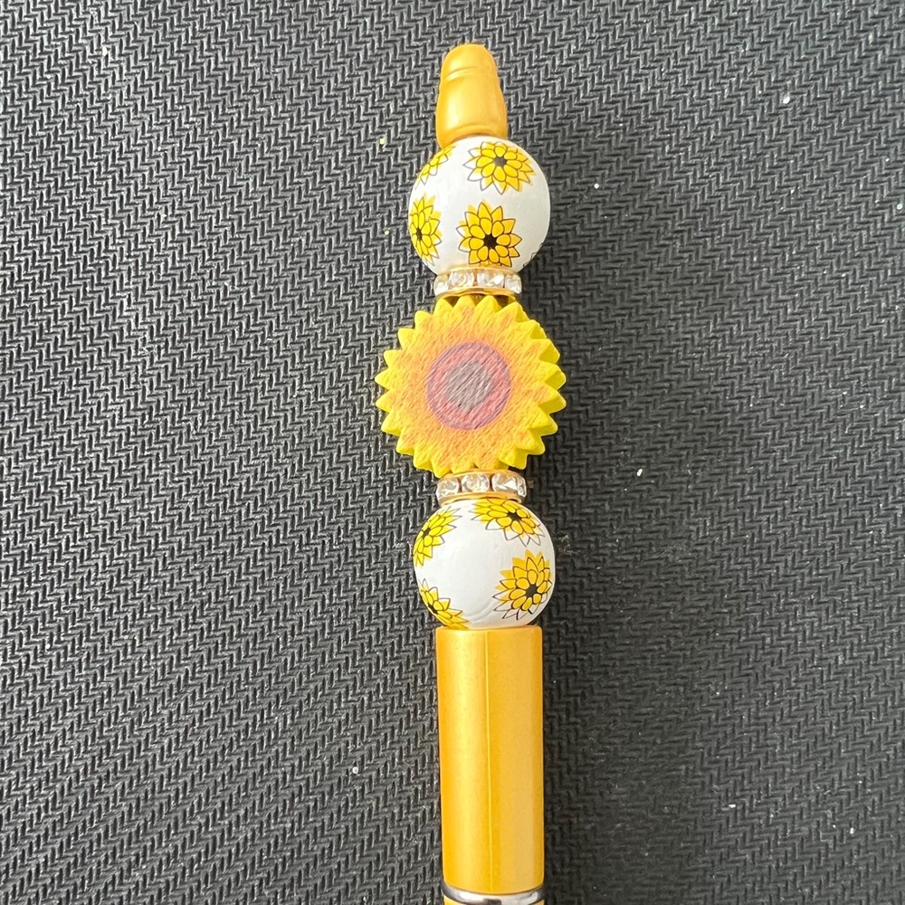 Sunflower Beaded Gold Pen